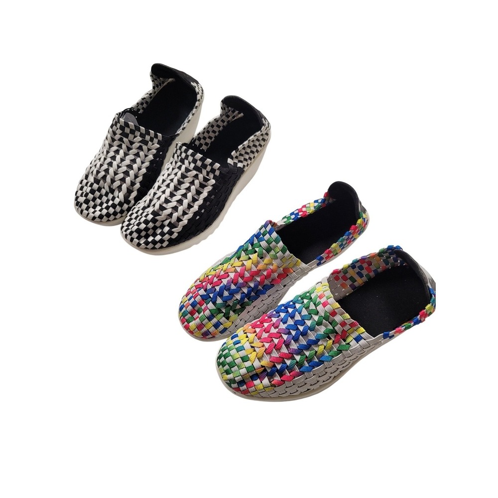 WALKING CASUAL Slip On Womens Wedge Shoes Multi Color- Black/White Size 7.5